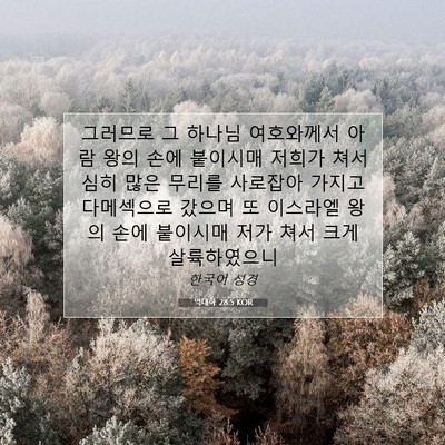 Picture 07 - 역대하 28:5 KOR - 그러므로 그 하나님 여호와께서 아람 - Bible Verse Picture