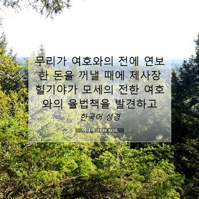 Picture 07 - 역대하 34:14 KOR - 무리가 여호와의 전에 연보한 돈을 - Bible Verse Picture