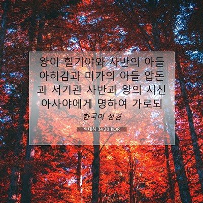 Picture 07 - 역대하 34:20 KOR - 왕이 힐기야와 사반의 아들 아히감과 - Bible Verse Picture