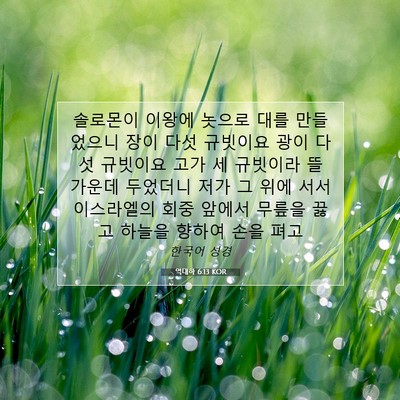 Picture 07 - 역대하 6:13 KOR - 솔로몬이 이왕에 놋으로 대를 - Bible Verse Picture
