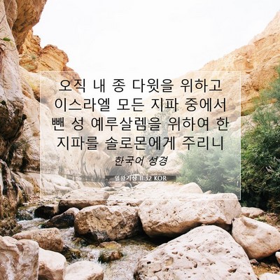 Picture 07 - 열왕기상 11:32 KOR - 오직 내 종 다윗을 위하고 이스라엘 - Bible Verse Picture