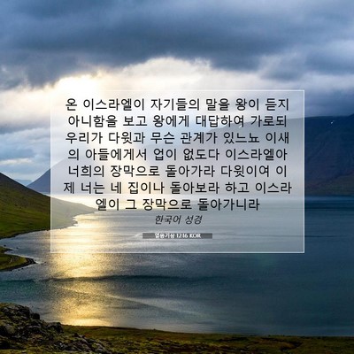 Picture 07 - 열왕기상 12:16 KOR - 온 이스라엘이 자기들의 말을 왕이 - Bible Verse Picture