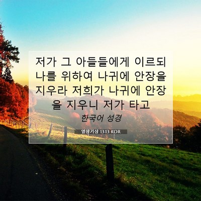 Picture 07 - 열왕기상 13:13 KOR - 저가 그 아들들에게 이르되 나를 - Bible Verse Picture