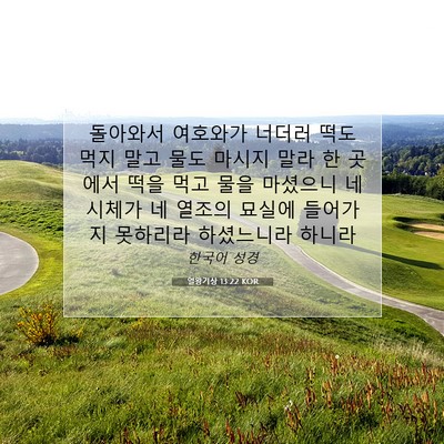 Picture 07 - 열왕기상 13:22 KOR - 돌아와서 여호와가 너더러 떡도 먹지 - Bible Verse Picture