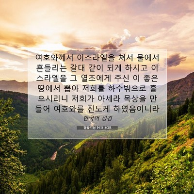 Picture 07 - 열왕기상 14:15 KOR - 여호와께서 이스라엘을 쳐서 물에서 - Bible Verse Picture