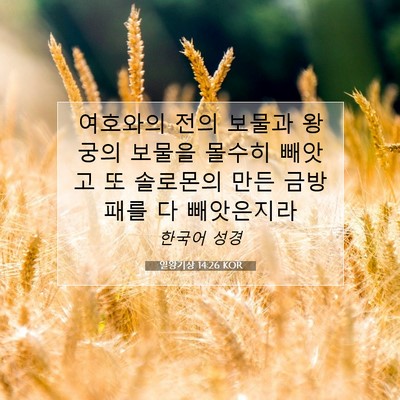 Picture 07 - 열왕기상 14:26 KOR - 여호와의 전의 보물과 왕궁의 보물을 - Bible Verse Picture