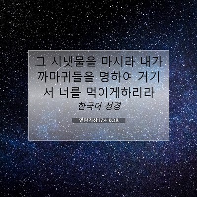 Picture 07 - 열왕기상 17:4 KOR - 그 시냇물을 마시라 내가 까마귀들을 - Bible Verse Picture