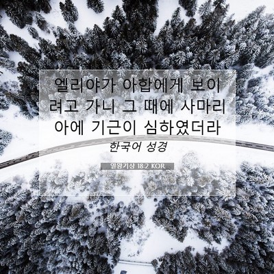 Picture 07 - 열왕기상 18:2 KOR - 엘리야가 아합에게 보이려고 가니 그 - Bible Verse Picture