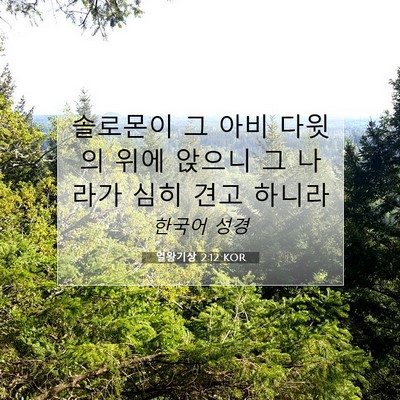 Picture 07 - 열왕기상 2:12 KOR - 솔로몬이 그 아비 다윗의 위에 - Bible Verse Picture