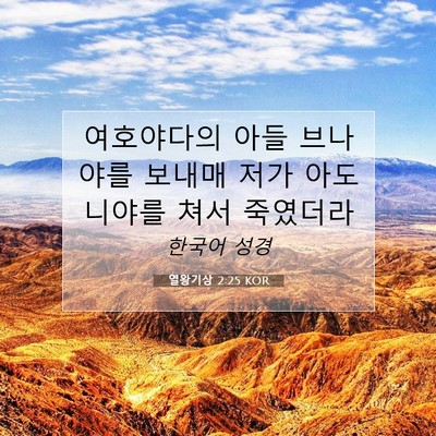 Picture 07 - 열왕기상 2:25 KOR - 여호야다의 아들 브나야를 보내매 - Bible Verse Picture