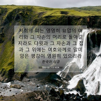 Picture 07 - 열왕기상 2:33 KOR - 저희의 피는 영영히 요압의 머리와 - Bible Verse Picture