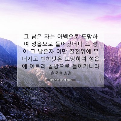 Picture 07 - 열왕기상 20:30 KOR - 그 남은 자는 아벡으로 도망하여 - Bible Verse Picture