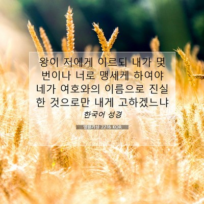 Picture 07 - 열왕기상 22:16 KOR - 왕이 저에게 이르되 내가 몇번이나 - Bible Verse Picture