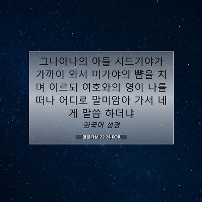Picture 07 - 열왕기상 22:24 KOR - 그나아나의 아들 시드기야가 가까이 - Bible Verse Picture