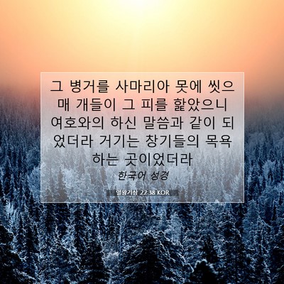 Picture 07 - 열왕기상 22:38 KOR - 그 병거를 사마리아 못에 씻으매 - Bible Verse Picture