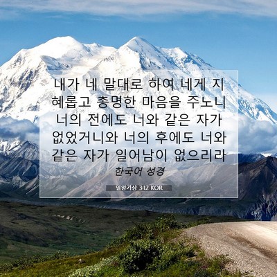 Picture 07 - 열왕기상 3:12 KOR - 내가 네 말대로 하여 네게 지혜롭고 - Bible Verse Picture
