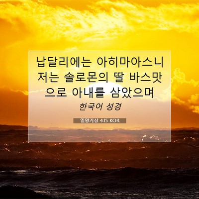 Picture 07 - 열왕기상 4:15 KOR - 납달리에는 아히마아스니 저는 - Bible Verse Picture
