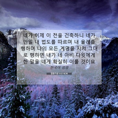 Picture 07 - 열왕기상 6:12 KOR - 네가 이제 이 전을 건축하니 네가 - Bible Verse Picture