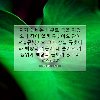 Picture 07 - 열왕기상 7:2 KOR - 저가 레바논 나무로 궁을 지었으니 - Bible Verse Picture