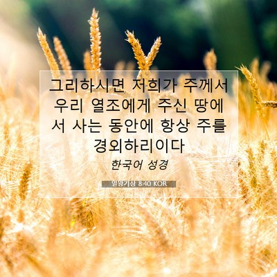 Picture 07 - 열왕기상 8:40 KOR - 그리하시면 저희가 주께서 우리 - Bible Verse Picture