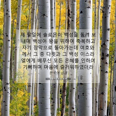 Picture 07 - 열왕기상 8:66 KOR - 제 팔일에 솔로몬이 백성을 돌려 - Bible Verse Picture