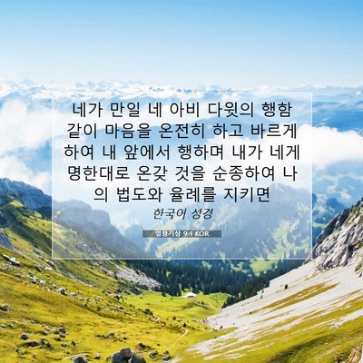 Picture 07 - 열왕기상 9:4 KOR - 네가 만일 네 아비 다윗의 행함 같이 - Bible Verse Picture