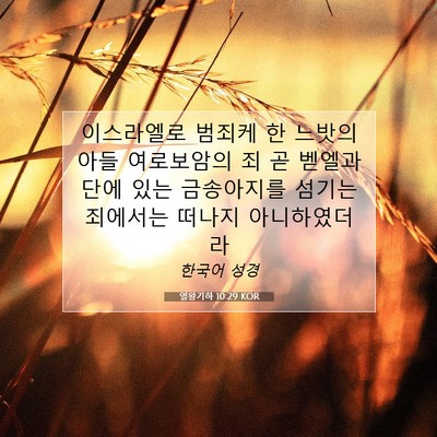 Picture 07 - 열왕기하 10:29 KOR - 이스라엘로 범죄케 한 느밧의 아들 - Bible Verse Picture