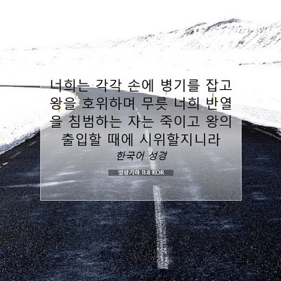 Picture 07 - 열왕기하 11:8 KOR - 너희는 각각 손에 병기를 잡고 왕을 - Bible Verse Picture