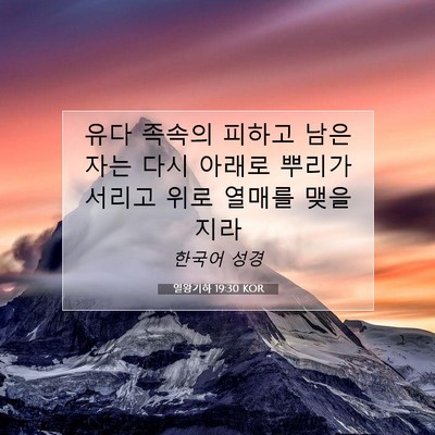 Picture 07 - 열왕기하 19:30 KOR - 유다 족속의 피하고 남은 자는 다시 - Bible Verse Picture