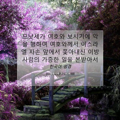 Picture 07 - 열왕기하 21:2 KOR - 므낫세가 여호와 보시기에 악을 - Bible Verse Picture