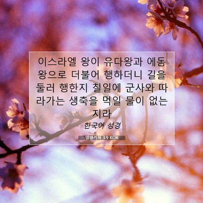 Picture 07 - 열왕기하 3:9 KOR - 이스라엘 왕이 유다왕과 에돔왕으로 - Bible Verse Picture