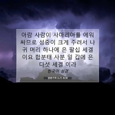 Picture 07 - 열왕기하 6:25 KOR - 아람 사람이 사마리아를 에워싸므로 - Bible Verse Picture
