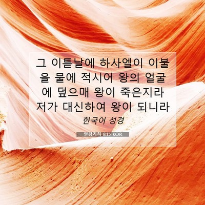 Picture 07 - 열왕기하 8:15 KOR - 그 이튿날에 하사엘이 이불을 물에 - Bible Verse Picture