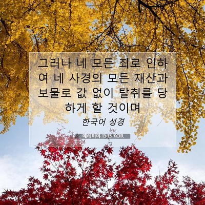Picture 07 - 예레미야 15:13 KOR - 그러나 네 모든 죄로 인하여 네 - Bible Verse Picture