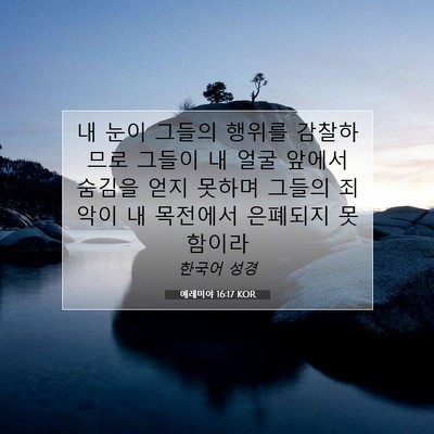 Picture 07 - 예레미야 16:17 KOR - 내 눈이 그들의 행위를 감찰하므로 - Bible Verse Picture