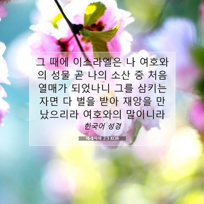Picture 07 - 예레미야 2:3 KOR - 그 때에 이스라엘은 나 여호와의 - Bible Verse Picture