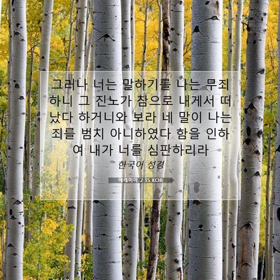 Picture 07 - 예레미야 2:35 KOR - 그러나 너는 말하기를 나는 무죄하니 - Bible Verse Picture