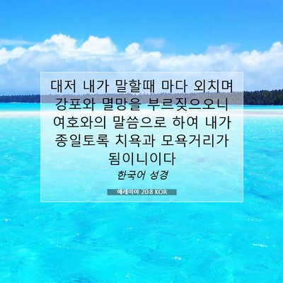 Picture 07 - 예레미야 20:8 KOR - 대저 내가 말할때 마다 외치며 - Bible Verse Picture