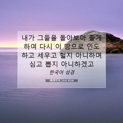 Picture 07 - 예레미야 24:6 KOR - 내가 그들을 돌아보아 좋게 하여 - Bible Verse Picture
