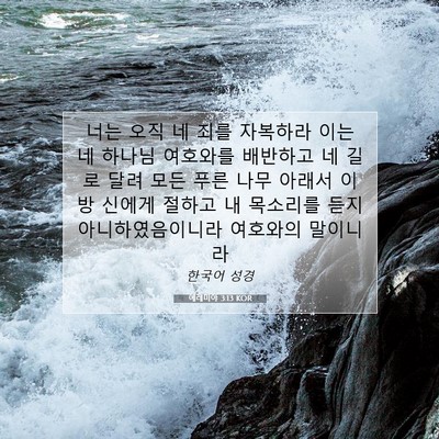 Picture 07 - 예레미야 3:13 KOR - 너는 오직 네 죄를 자복하라 이는 네 - Bible Verse Picture