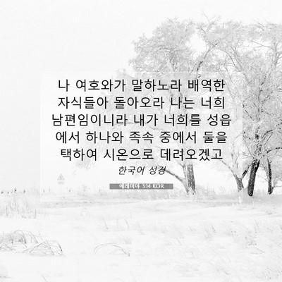Picture 07 - 예레미야 3:14 KOR - 나 여호와가 말하노라 배역한 - Bible Verse Picture