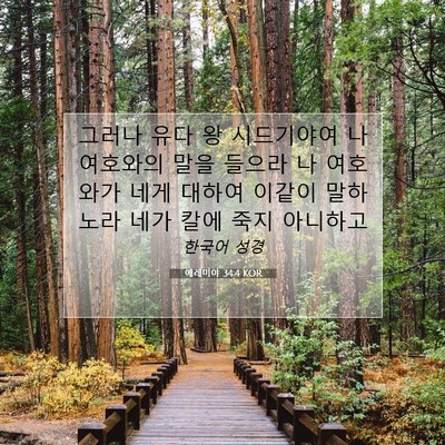 Picture 07 - 예레미야 34:4 KOR - 그러나 유다 왕 시드기야여 나 - Bible Verse Picture