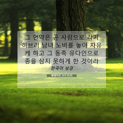 Picture 07 - 예레미야 34:9 KOR - 그 언약은 곧 사람으로 각기 히브리 - Bible Verse Picture