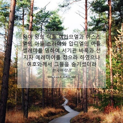 Picture 07 - 예레미야 36:26 KOR - 왕이 왕의 아들 여라므엘과 - Bible Verse Picture