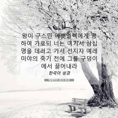 Picture 07 - 예레미야 38:10 KOR - 왕이 구스인 에벳멜렉에게 명하여 - Bible Verse Picture