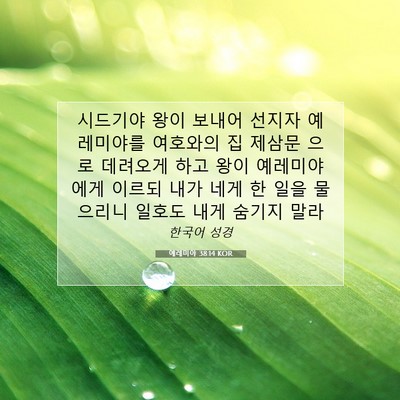 Picture 07 - 예레미야 38:14 KOR - 시드기야 왕이 보내어 선지자 - Bible Verse Picture