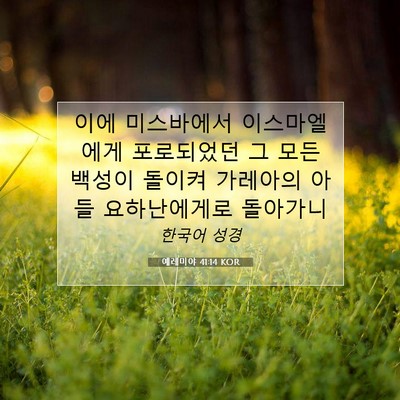 Picture 07 - 예레미야 41:14 KOR - 이에 미스바에서 이스마엘에게 - Bible Verse Picture