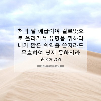 Picture 07 - 예레미야 46:11 KOR - 처녀 딸 애굽이여 길르앗으로 - Bible Verse Picture
