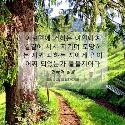 Picture 07 - 예레미야 48:19 KOR - 아로엘에 거하는 여인이여 길곁에 - Bible Verse Picture
