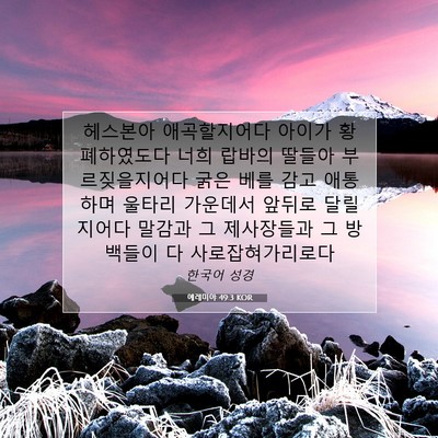 Picture 07 - 예레미야 49:3 KOR - 헤스본아 애곡할지어다 아이가 - Bible Verse Picture